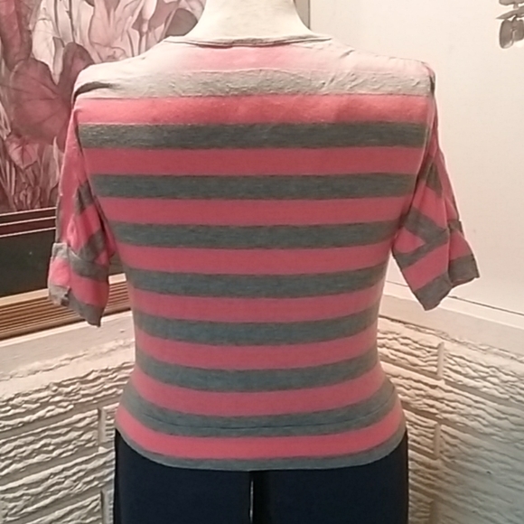 Knitworks Striped Cropped Batwing fitted Tee M - Picture 2 of 8